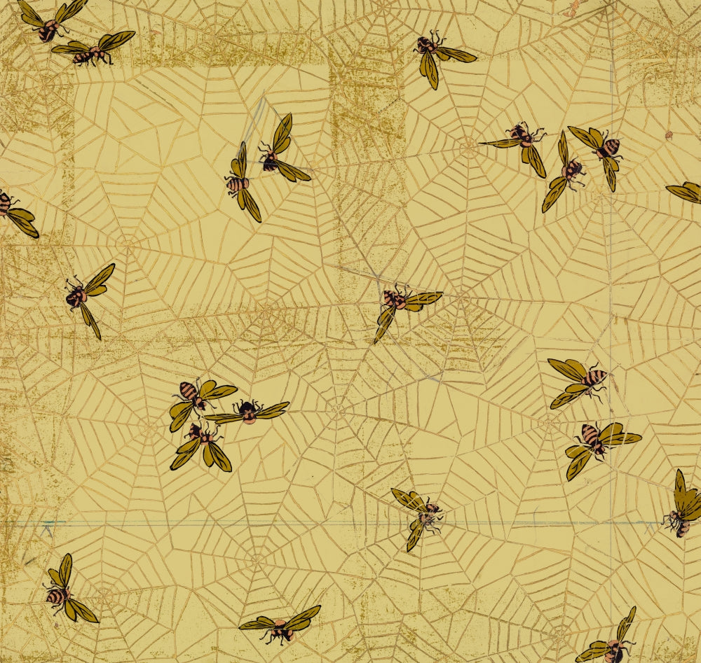 Bees Over Spider Web Wallpaper Fragment Poster Print by Candace Wheeler