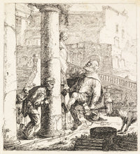Blind Beggar Bumps a Pillar Poster Print by Thomas Wijck