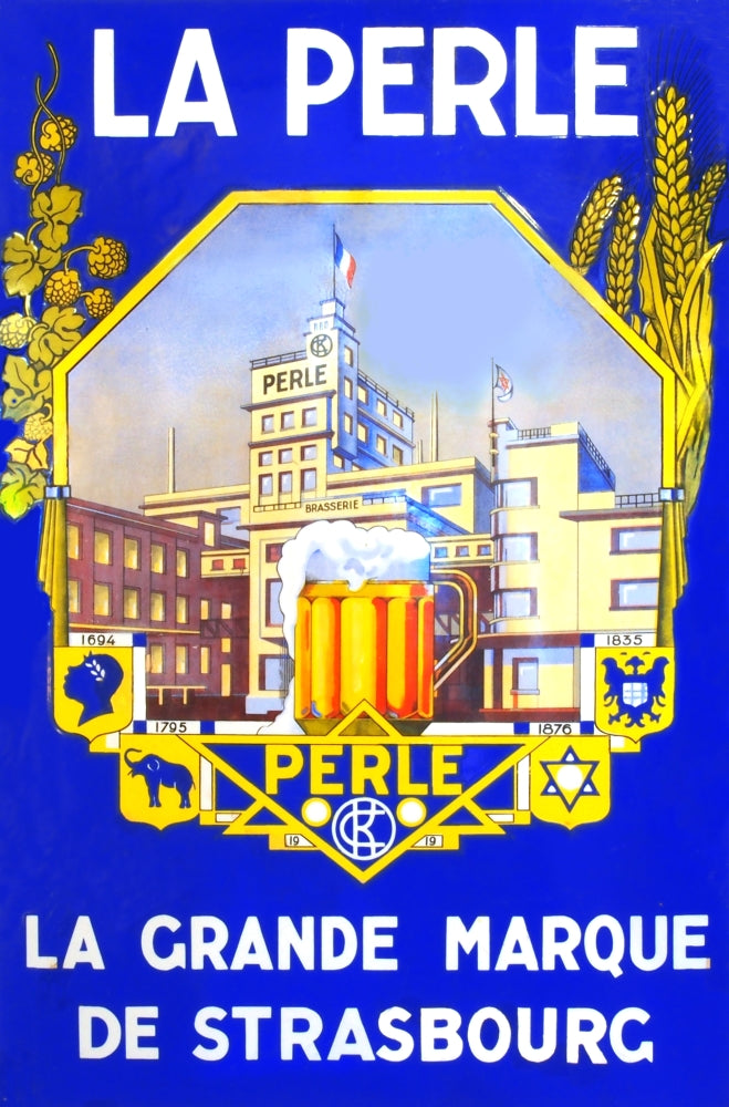 La Perle Enamel Sign Vintage Poster Print showcasing classic design.