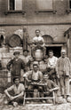 Coopers posing over barrels poster print, rustic decor