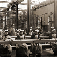 Factory Girls at Work under the Eyes of a Watchful Supervisor Poster Print