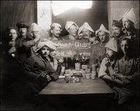 German Smoking Club Dons Silly Hats Poster Print featuring playful hats.