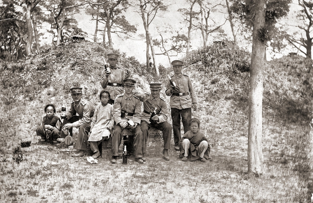 German Soldiers with Chinese Children during Occupation Poster Print