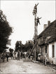 Electric Workers performing on an electric wire tower poster print.