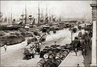 Tall Ships and Barrels of Goods on the Docks of Old Harbor Marseille Poster Print