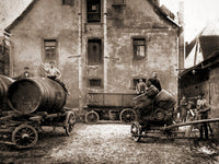 German Cooperage Yard Poster Print showcasing traditional craftsmanship