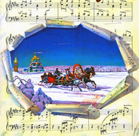 Christmas on a Sleigh in Moscow Poster Print showcasing a winter holiday scene.