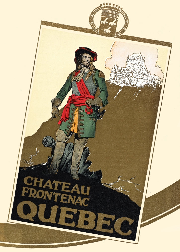 1937 poster print of the Hotel Chateau Frontenac menu cover in Quebec, Canada.