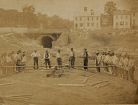 Railroad construction workers straightening track poster print