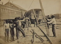 Military Railroad Operations in Northern Virginia Poster Print showing soldiers loosening railroad tracks