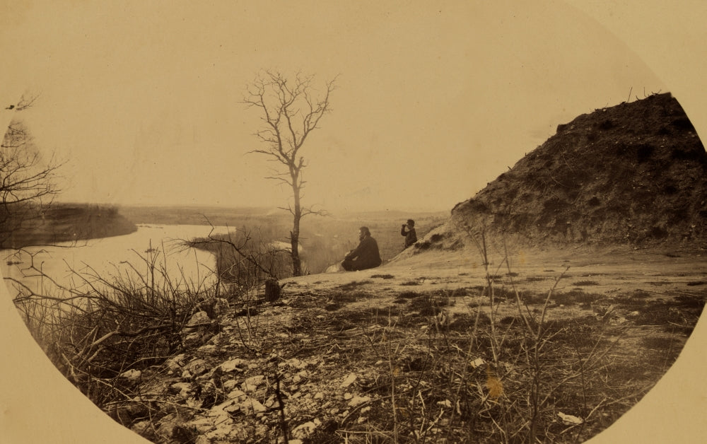 Two Men on a Bank Above the Potomac River Poster Print