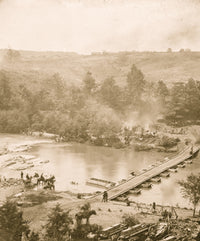 Historic canvas print of the pontoon bridge across the North Anna River.