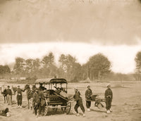 Ambulance Drill in the Field Poster Print, emergency response artwork