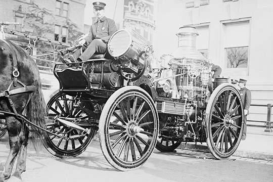 Searchlight on Horse Drawn Steam Boiler Fire Truck Poster Print