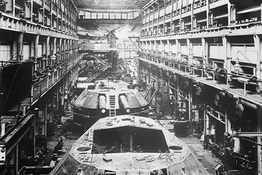 Battleship Turrets at Armstrong Works in England Poster Print