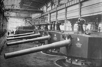 Vikers Works Naval Construction Poster Print featuring battleship guns and turrets