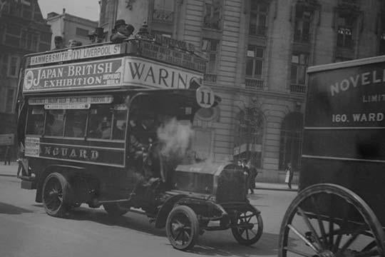 Omnibus on London Thoroughfare Japanese British Exhibition Poster Print