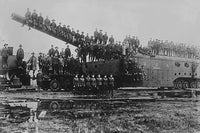 World War I artillery unit on railway train with a large gun poster print.