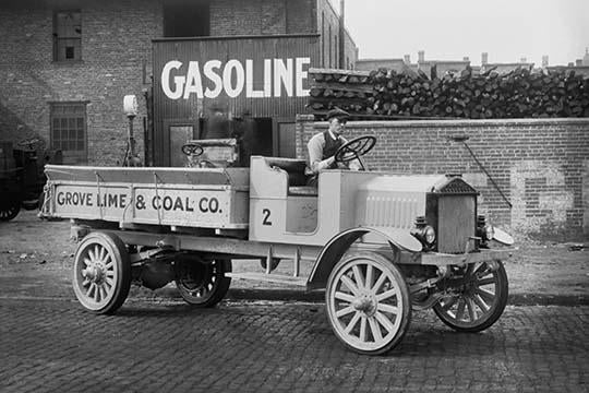 Grove Lime & Coal Company Gasoline Sign Poster featuring a driver at the wheel