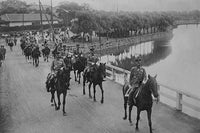 Commander Yuhi of Japanese Imperial Guard & Suite on Horseback Poster Print