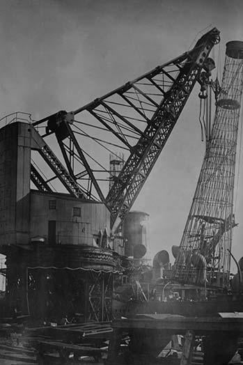 Giant Crane Lift Battleship Tower at Newport News Shipbuilding Poster Print.