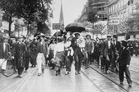 Civilian Reservists Singing in Parade Poster Print