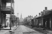 Sole Pedestrian in New Orleans Street near Cathedral Poster Print