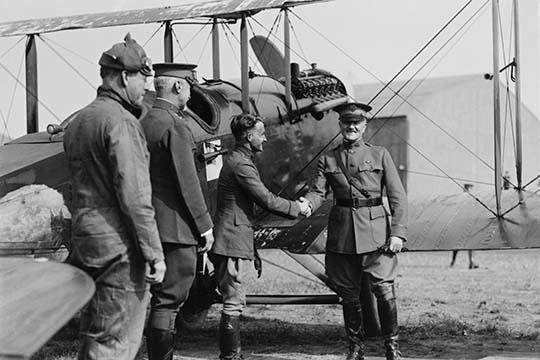 General Pershing Greets American Aviators Poster Print