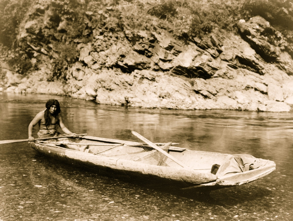 Yurok Canoe on Trinity River Poster Print