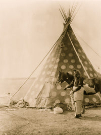 Blackfoot Indian Bear Bull holding horse outside tipi poster print