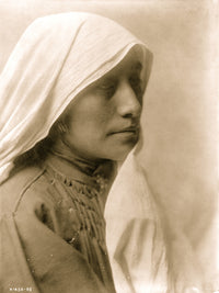 Bust of a Taos Woman with Scarf Poster Print showcasing cultural artistry.
