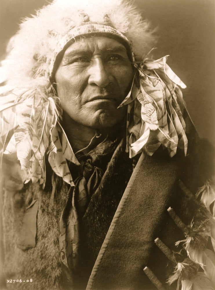 Bread, an Apsaroke Indian portrait poster print featuring a traditional headdress.