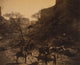 Group of Navajos on horseback at the bottom of a rocky canyon poster print.