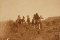 Five Native Americans on horseback in desert landscape poster print.