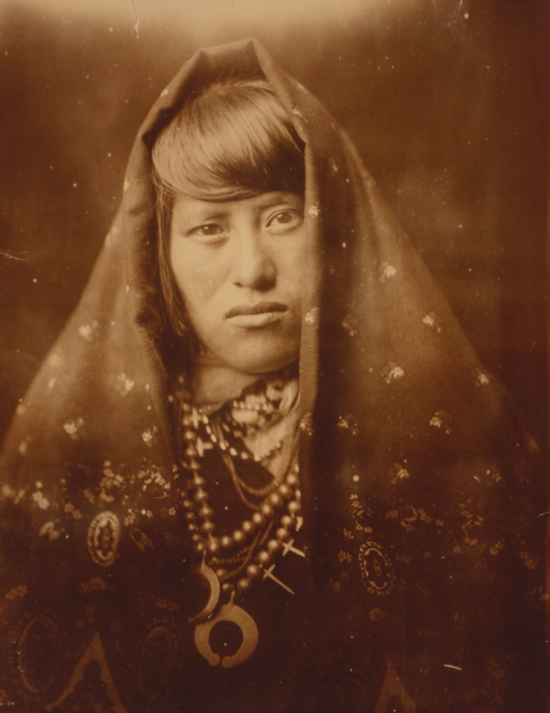 Acoma woman portrait poster print showcasing traditional jewelry