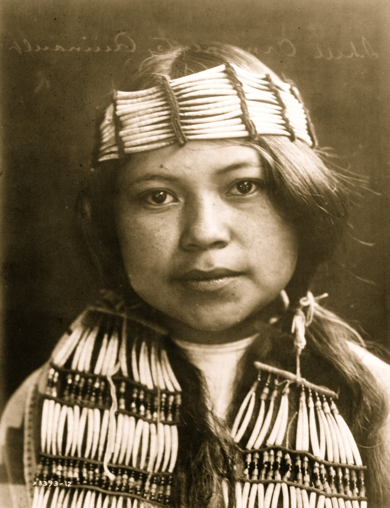 Young Indian Portrait Poster Print featuring shell ornaments