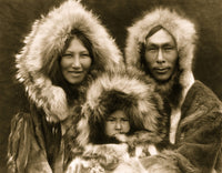 Three Eskimos Posed Poster Print showcasing a cultural scene.