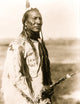 Big Mouth Spring Native American portrait print with braids and feather.