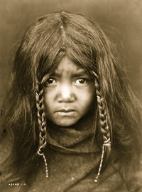 Head-and-shoulders portrait of a child poster print.