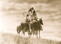 Three Cheyenne Warriors on Horseback Poster Print