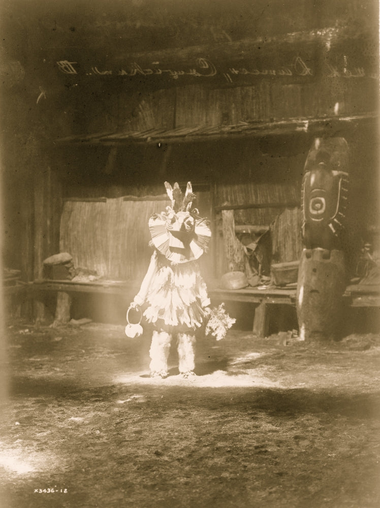 Masked Dancer Cowichan Poster Print showcasing vibrant colors and cultural design.