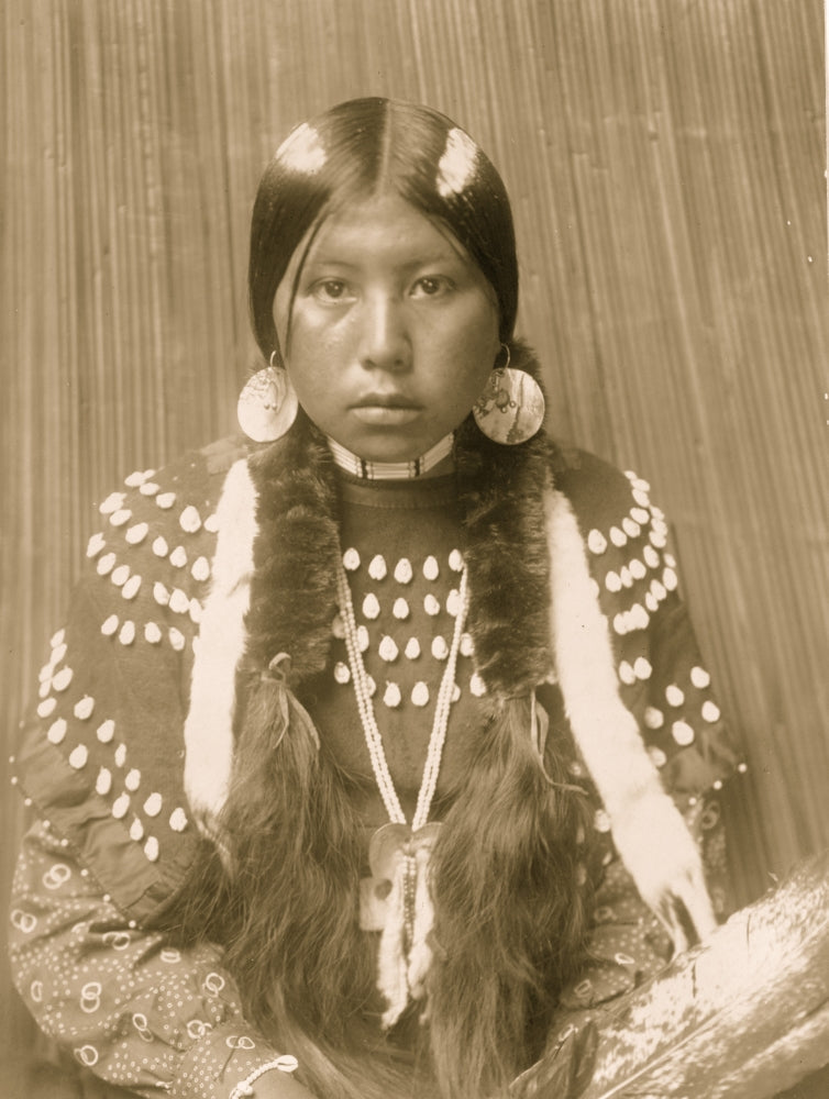 Kalispel Indian Woman Portrait Poster Print showcasing indigenous culture.
