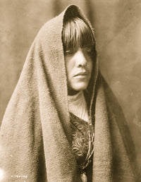 Head-and-shoulders portrait of a Tewa woman, cultural artwork print.