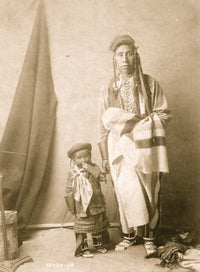 Full-length portrait of a Crow man and child poster print