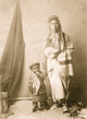 Full-length portrait of a Crow man and child poster print