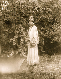 Nespelim Woman at Water's Edge Poster Print featuring serene nature scene.