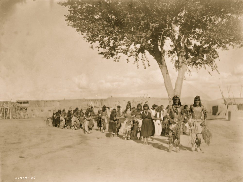 Tewa Indians dancing in line formation Poster Print
