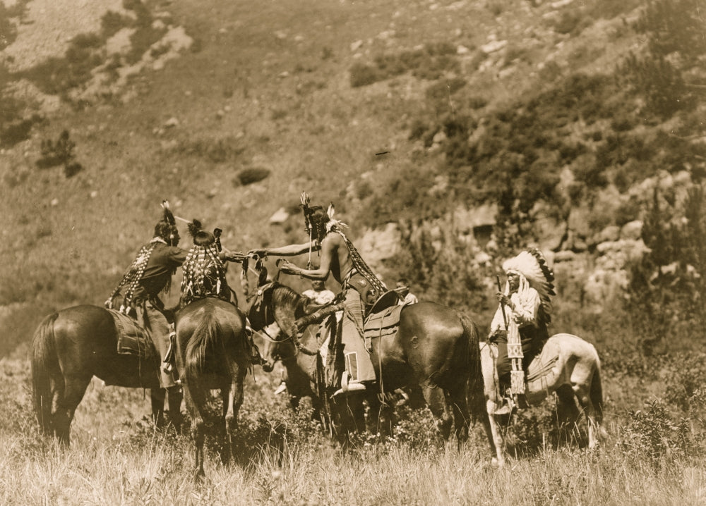 Crow Men on Horseback Exchange Poster Print