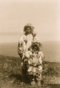 Eskimo Adult and Child wearing Duck-Skin Parkas Poster Print