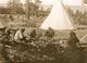 Four Salish women preparing meat poster print